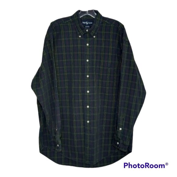 Ralph Lauren Men's Plaid Button up Shirt Black Size XXL